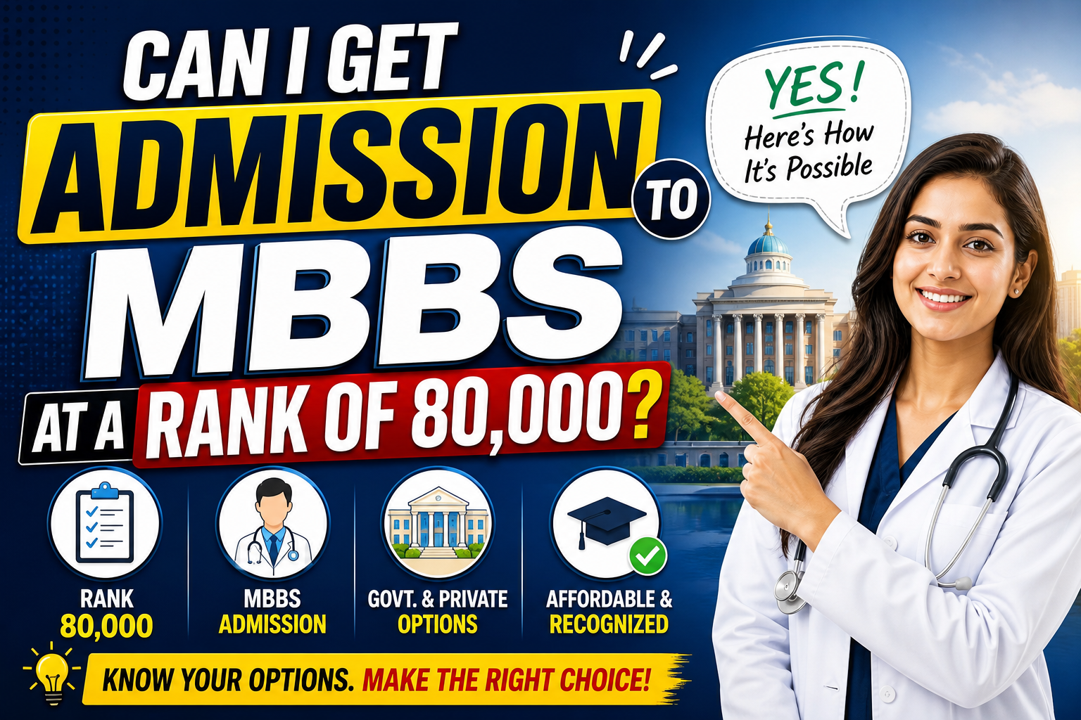 Can I get admission to MBBS at a rank of 80,000?